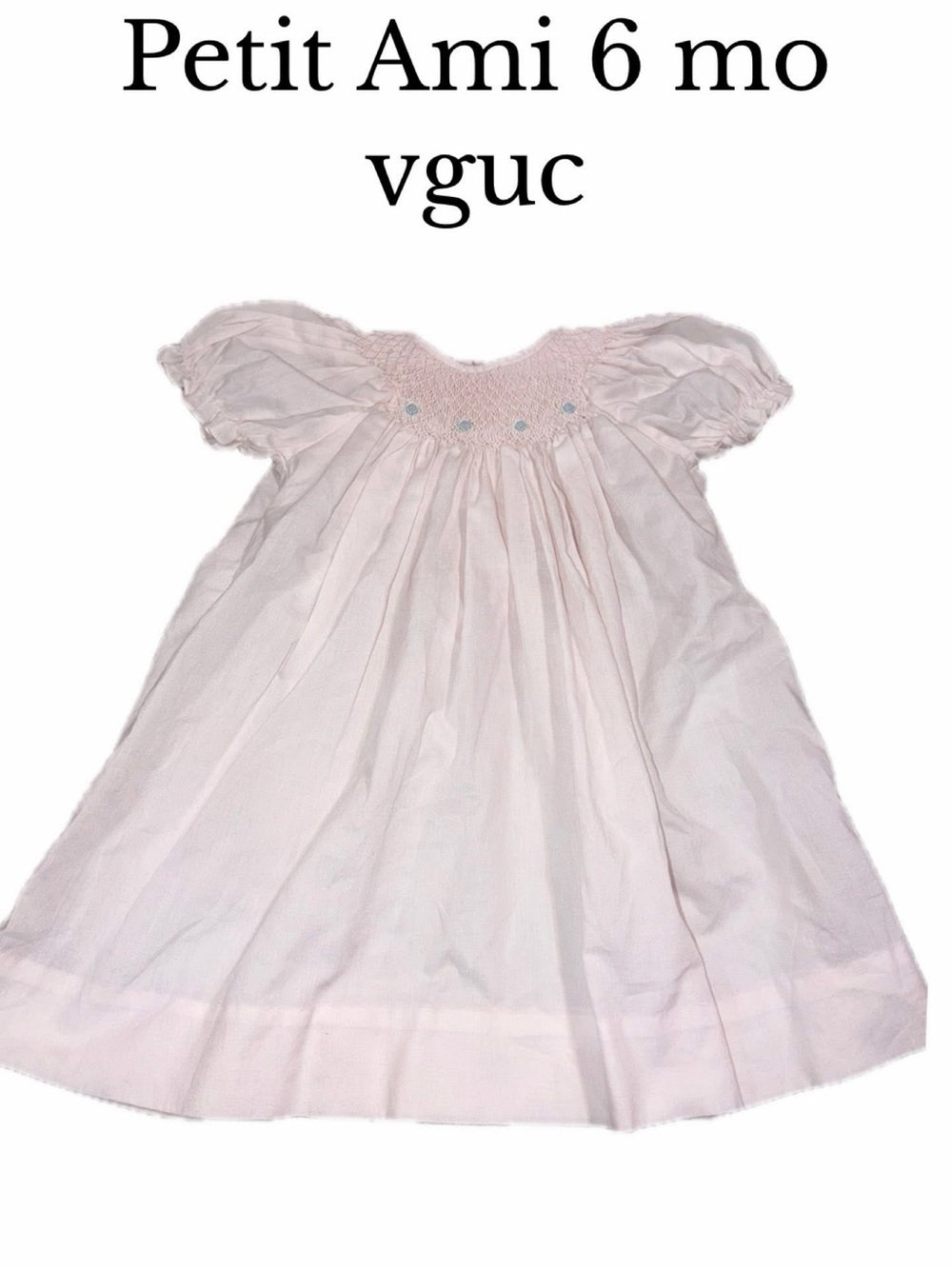 Petit Ami dainty pink smocked long baby dress